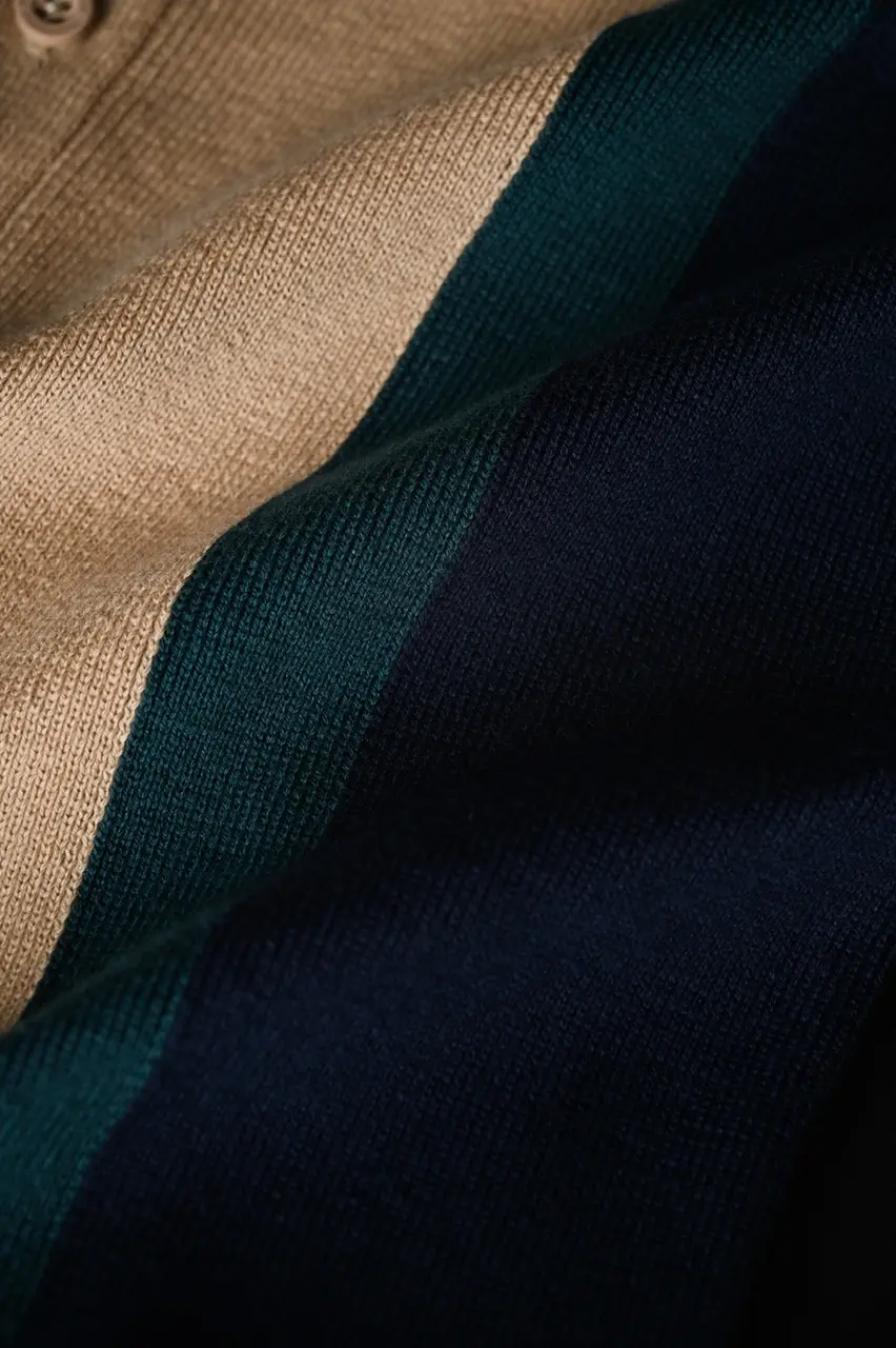 POLO SHIRT 3 COLOR FINE GAUGE NAVY