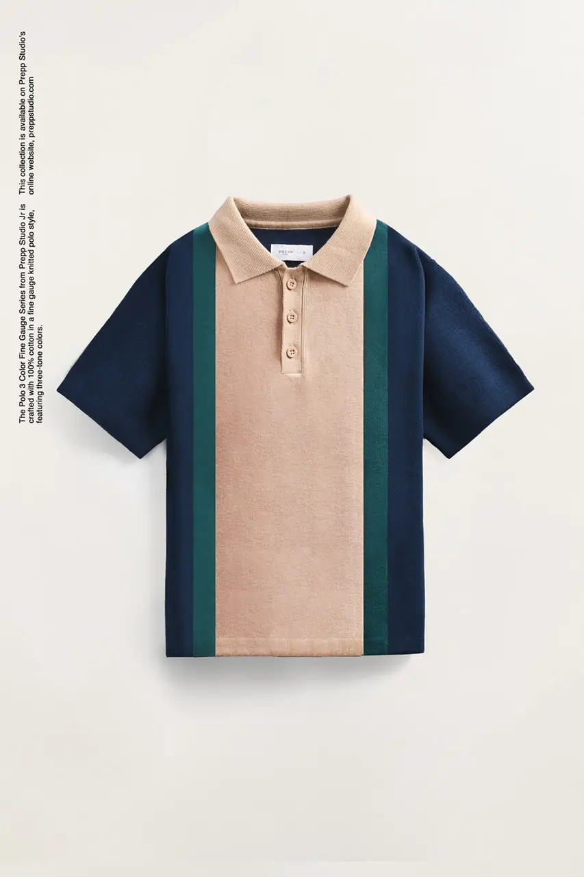 POLO SHIRT 3 COLOR FINE GAUGE NAVY
