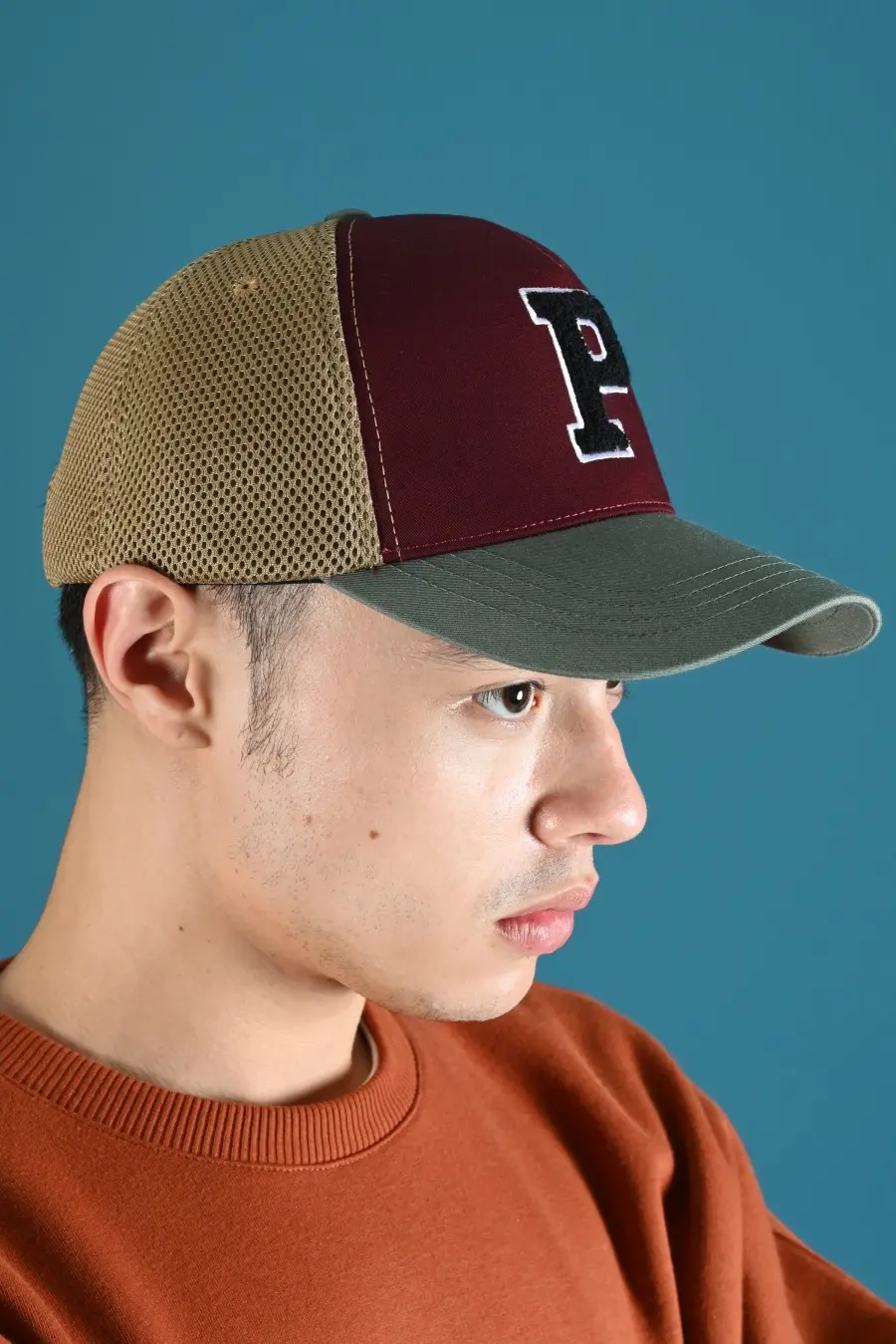 PADY89-TRUCKER HAT MAROON BROWN