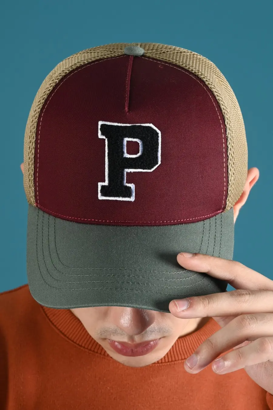 PADY89-TRUCKER HAT MAROON BROWN
