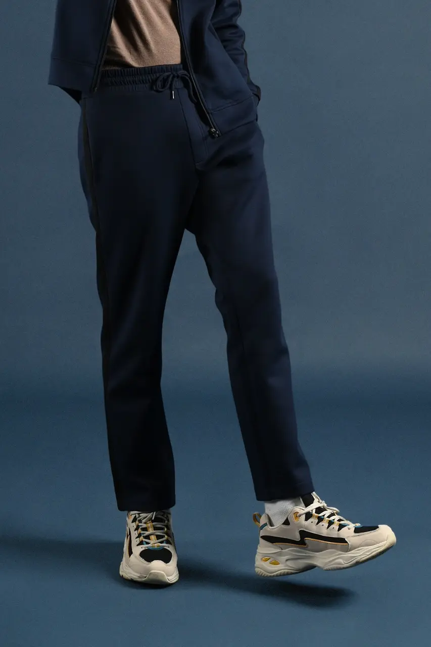 TWEED TRACKPANTS NAVY STRIPE BLACK