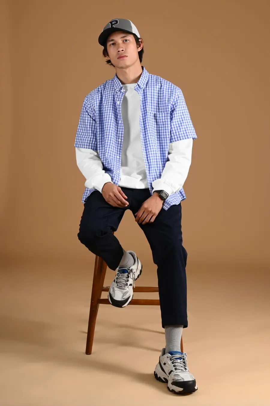 PSCR23-GINGHAM SHORT SLEEVE SHIRT PREPP SCOOTER EDITION LIGHT BLUE