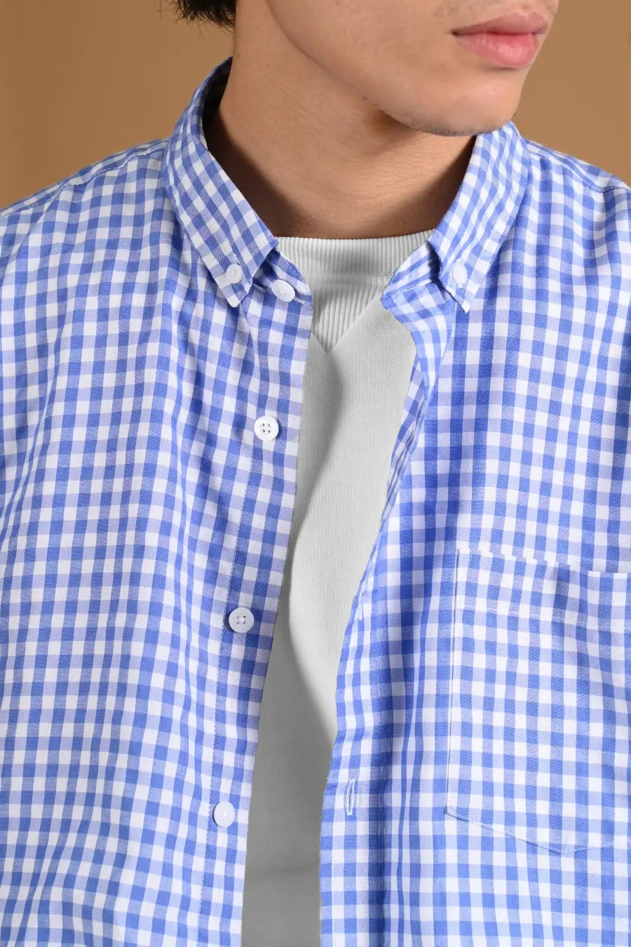 PSCR23-GINGHAM SHORT SLEEVE SHIRT PREPP SCOOTER EDITION LIGHT BLUE