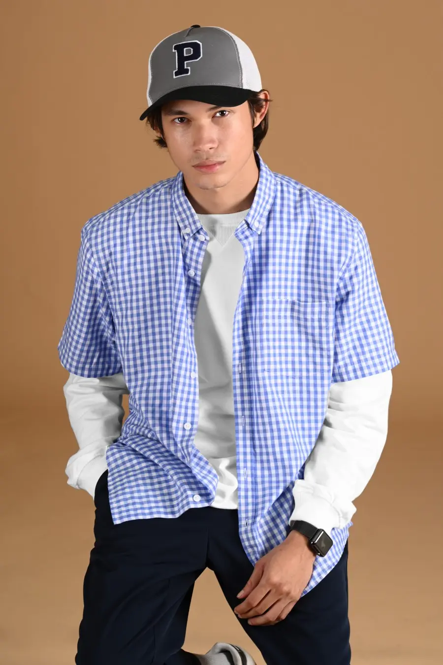 PSCR23-GINGHAM SHORT SLEEVE SHIRT PREPP SCOOTER EDITION LIGHT BLUE