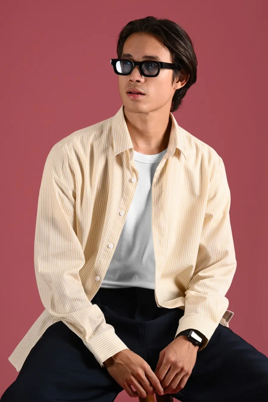 TEXTURED STRIPE SHIRT YELLOW
