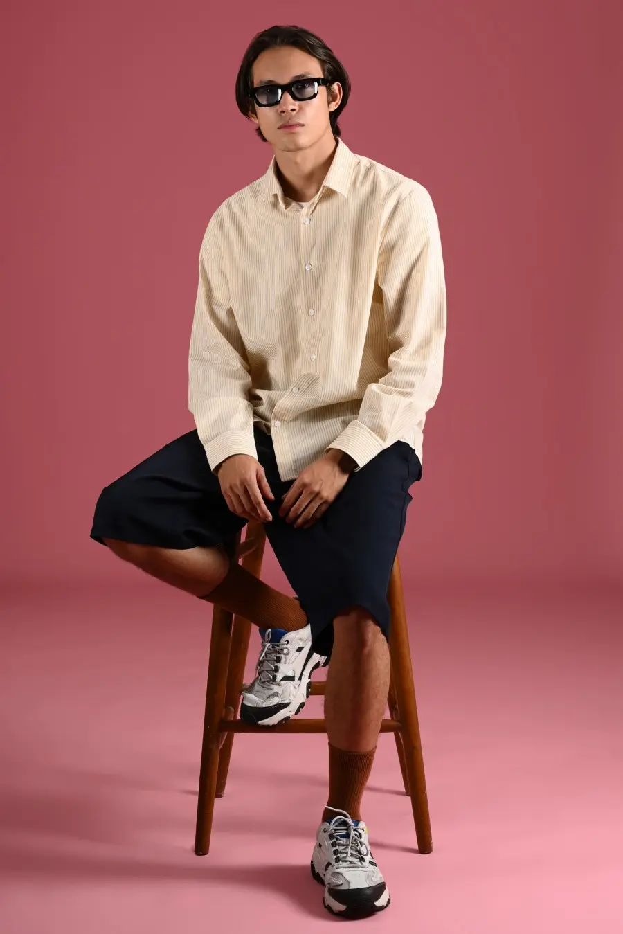 TEXTURED STRIPE SHIRT YELLOW