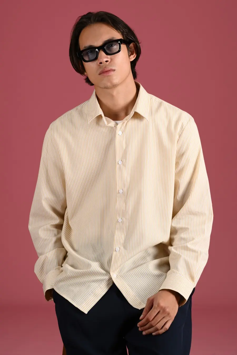 TEXTURED STRIPE SHIRT YELLOW