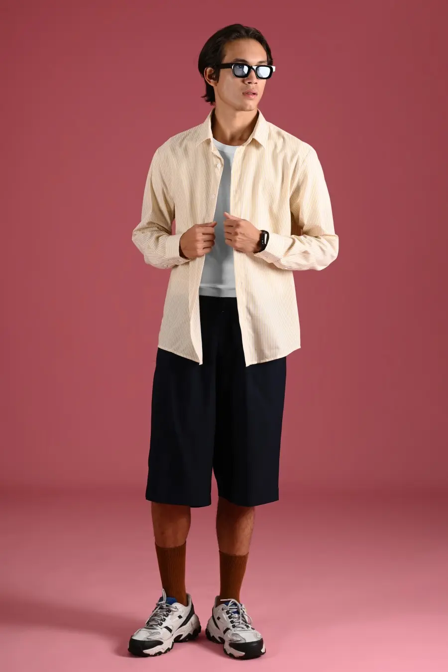 TEXTURED STRIPE SHIRT YELLOW