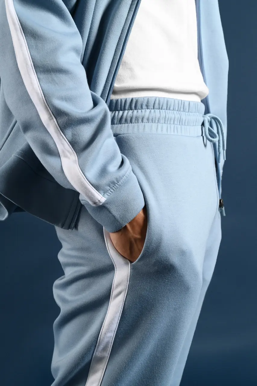 PPEW47-TWEED TRACKPANTS FADED BLUE STRIPE WHITE