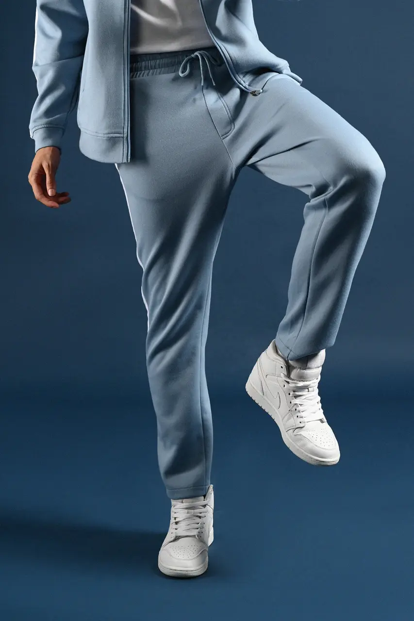 PPEW47-TWEED TRACKPANTS FADED BLUE STRIPE WHITE