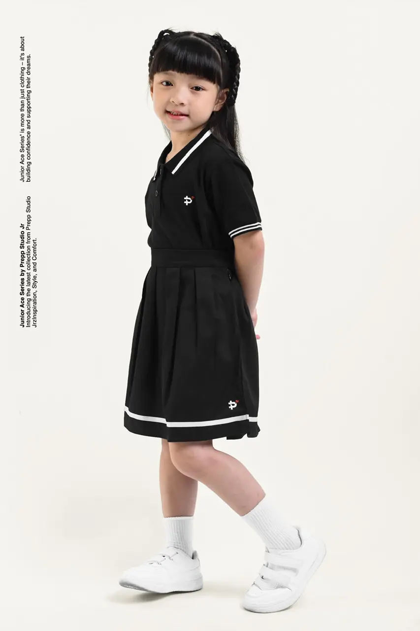 ACE POLO SHIRT GIRLS BLACK WHITE