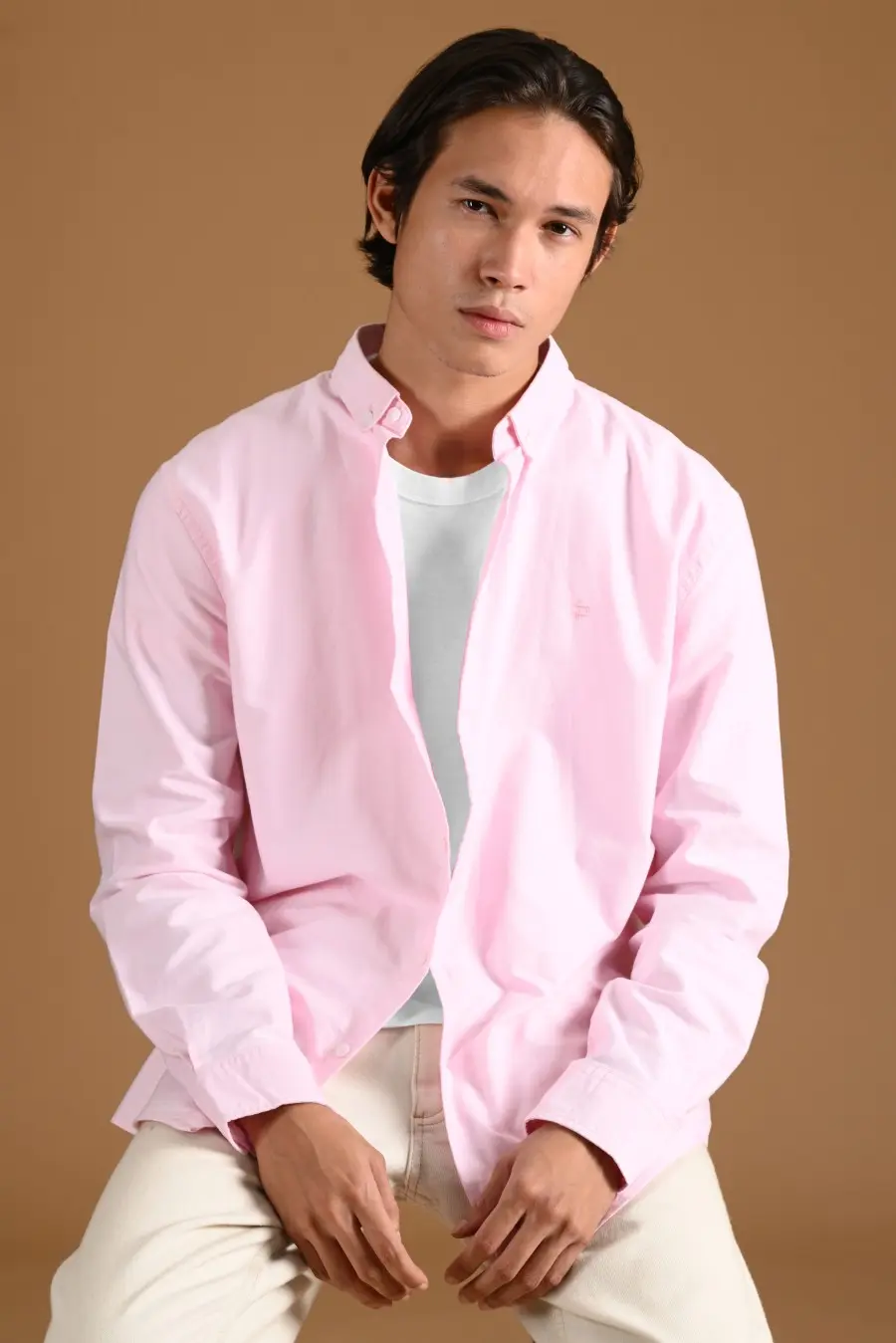 PSDB62-SIGNATURE OXFORD LONG SLEEVE SHIRT PINK