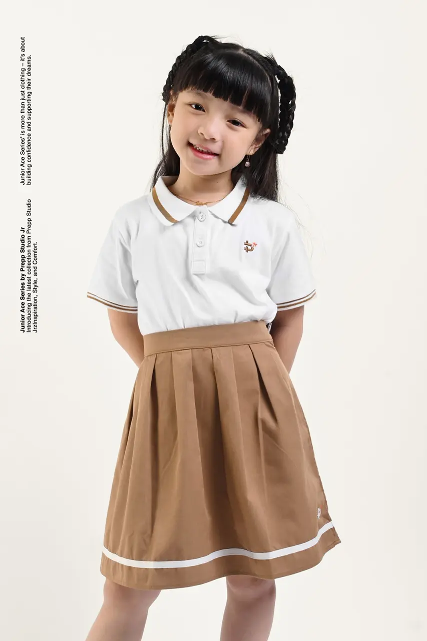 ACE POLO SHIRT GIRLS  WHITE CHOCO