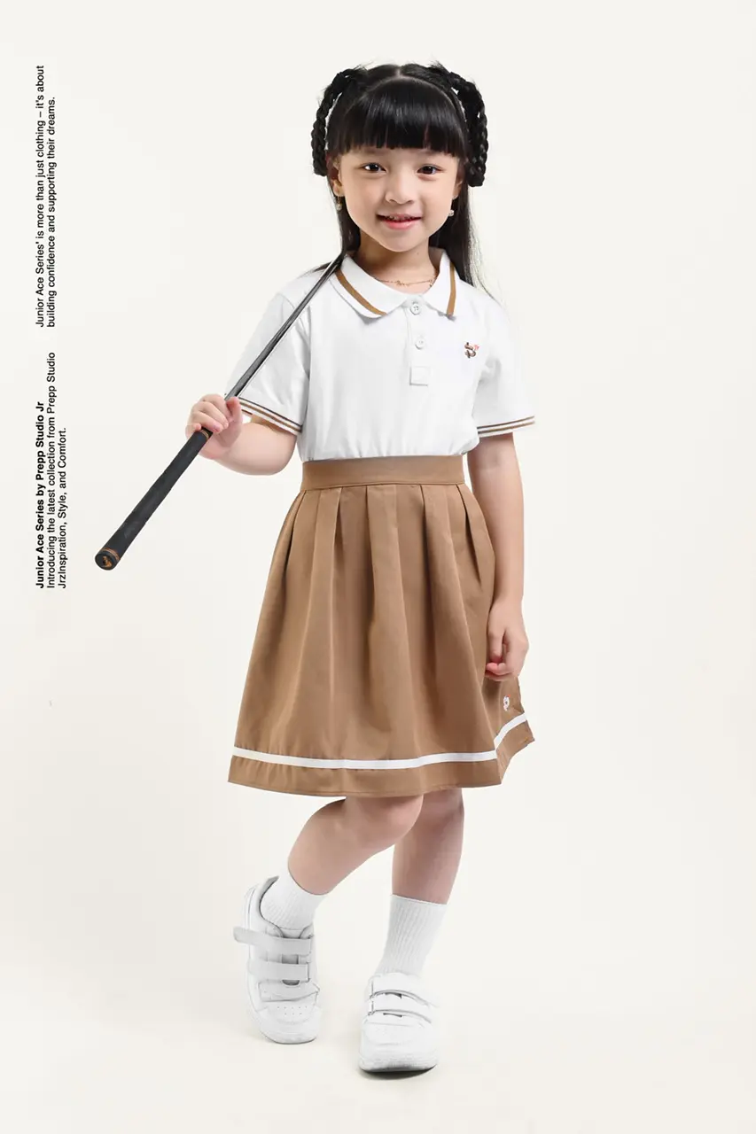 ACE POLO SHIRT GIRLS  WHITE CHOCO