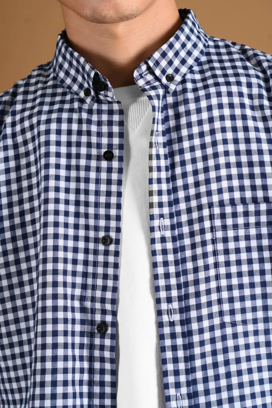 PSCR16-GINGHAM SHORT SLEEVE SHIRT PREPP SCOOTER EDITION NAVY