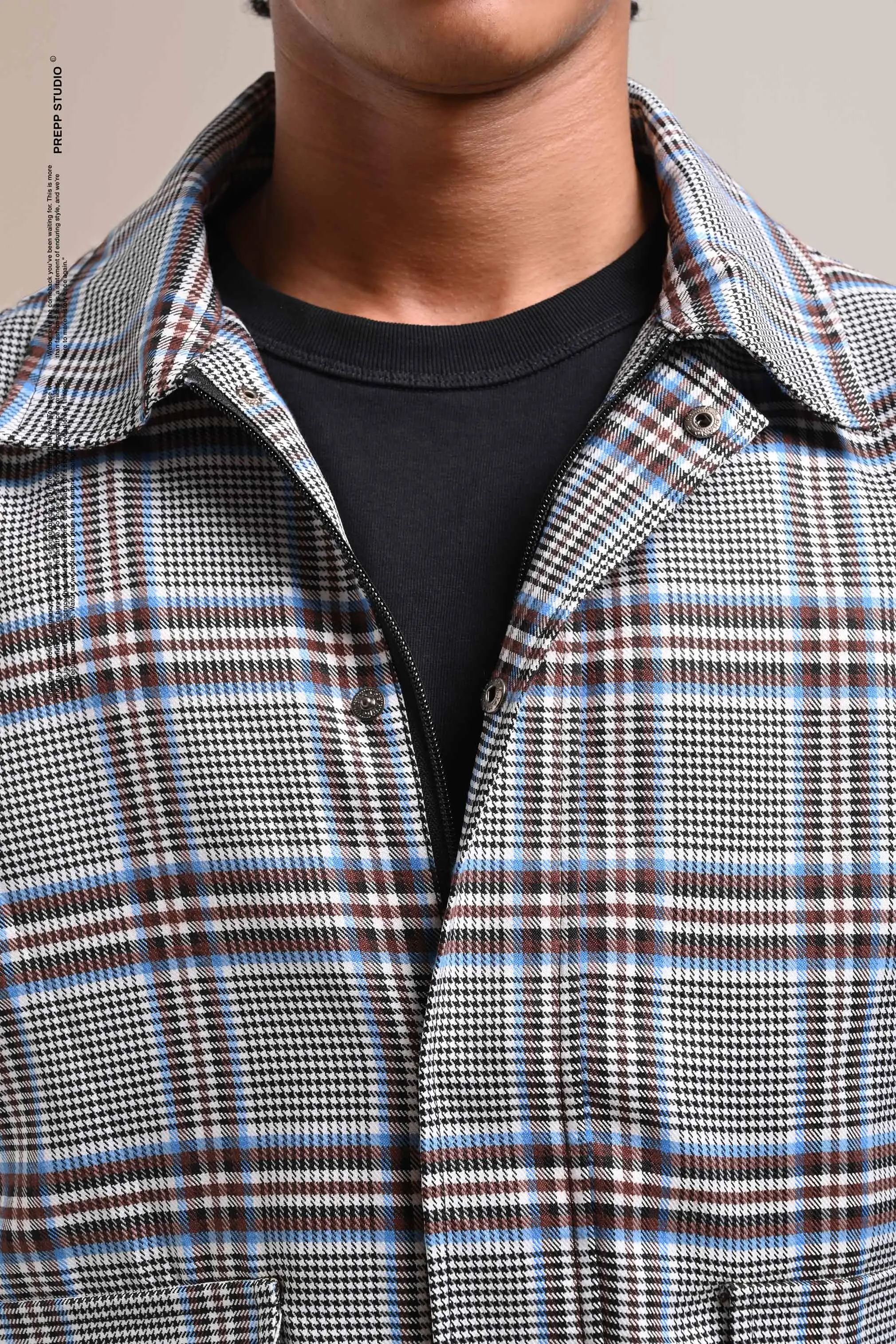 REMY TARTAN JACKET BLUE