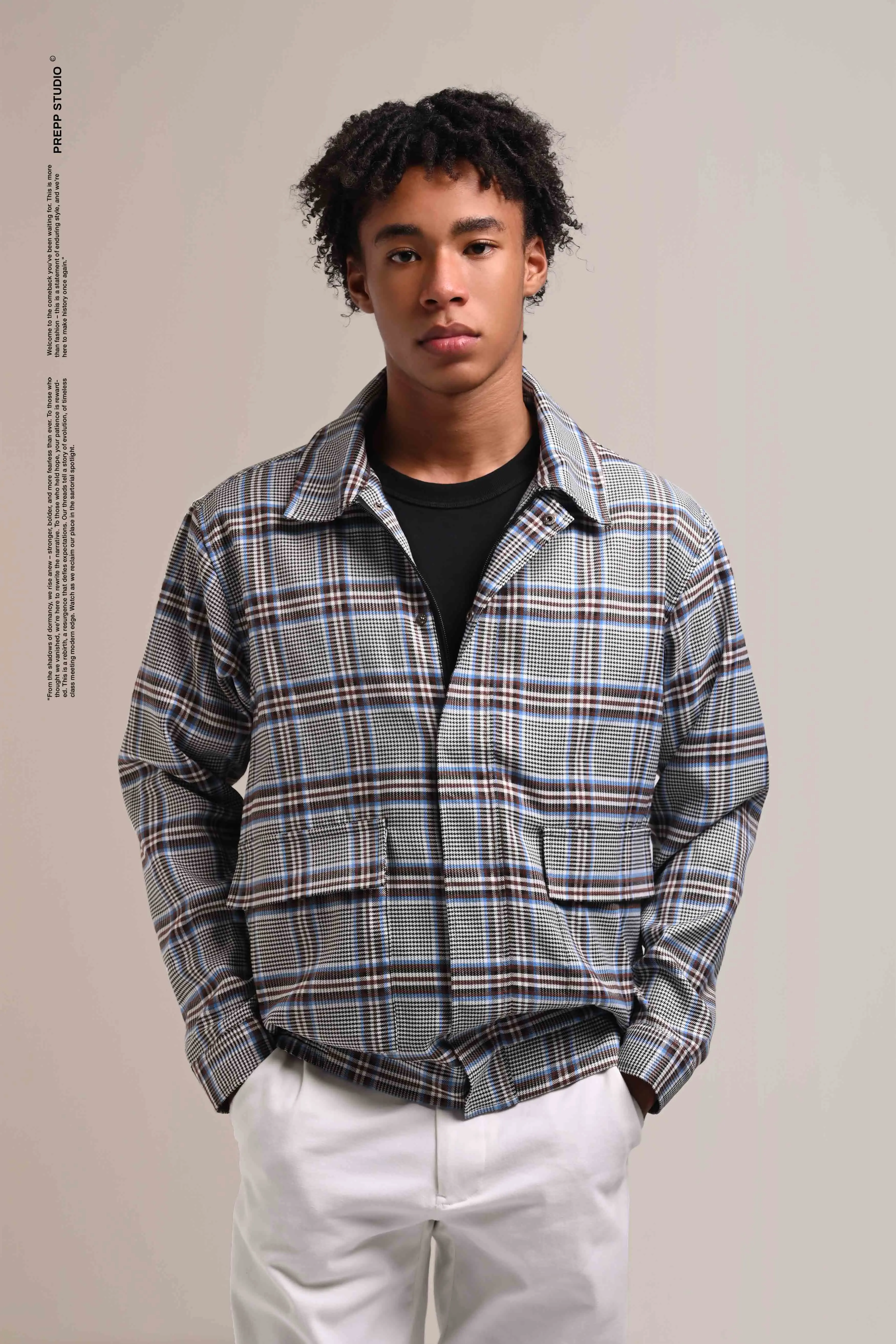 REMY TARTAN JACKET BLUE