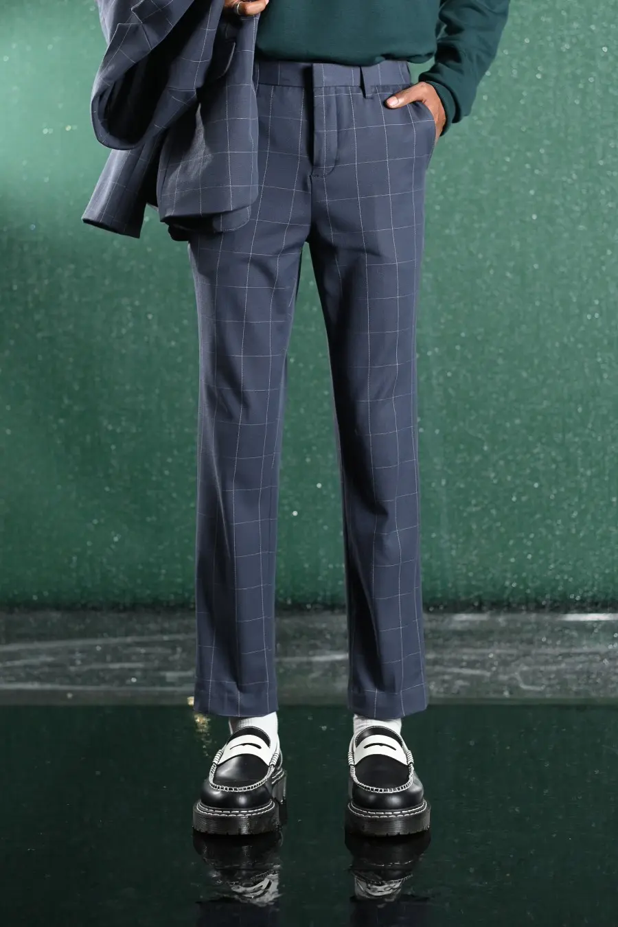 GRID TROUSERS FLINSTONE BLUE