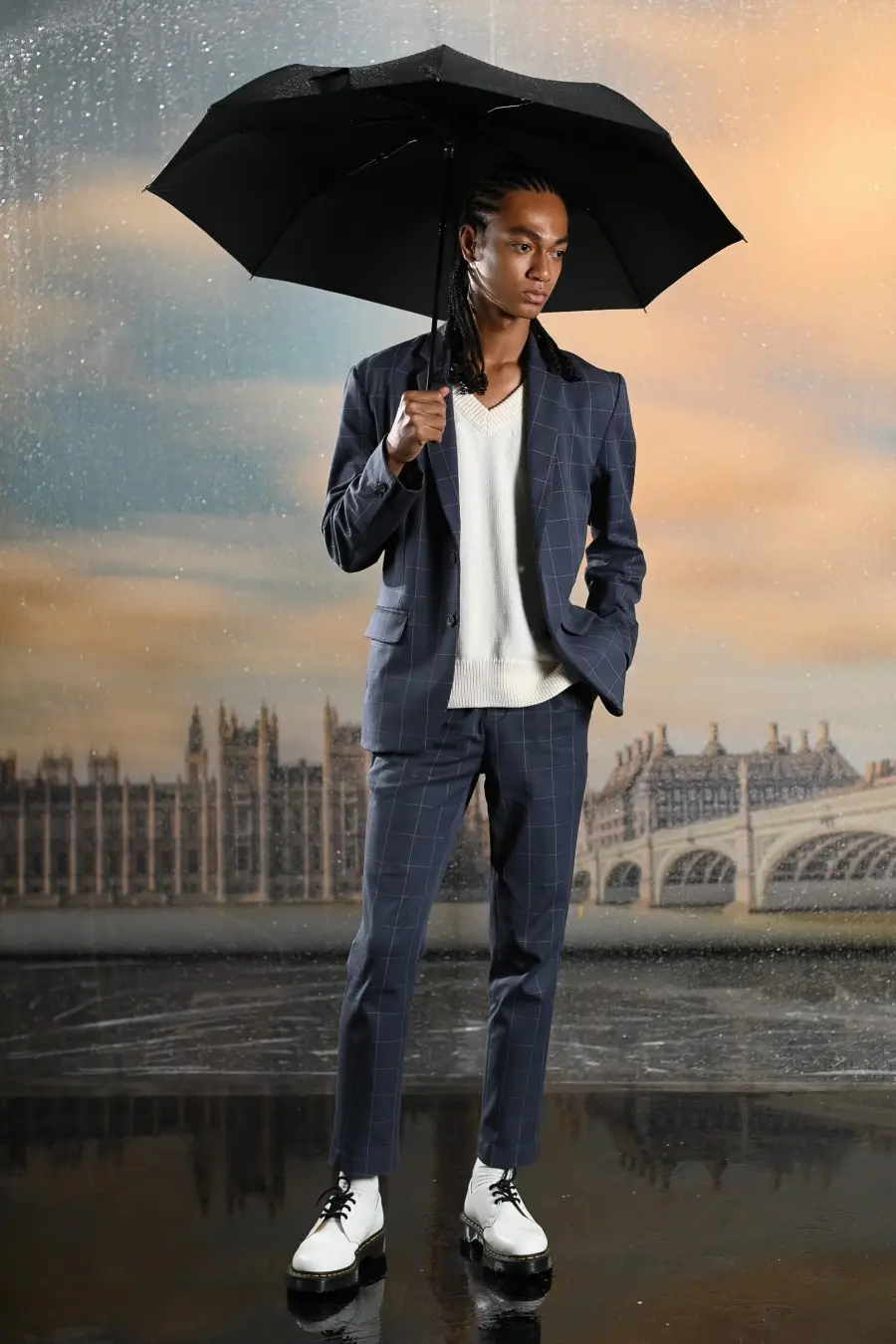 GRID TROUSERS FLINSTONE BLUE