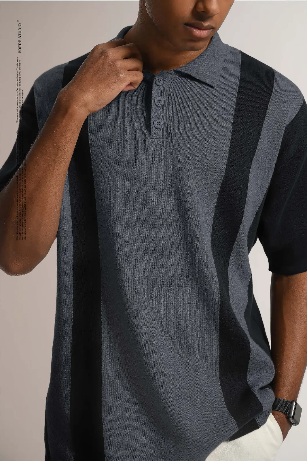 POLO STRIPE SENSE 2 STRIPE DARK GREY BLACK