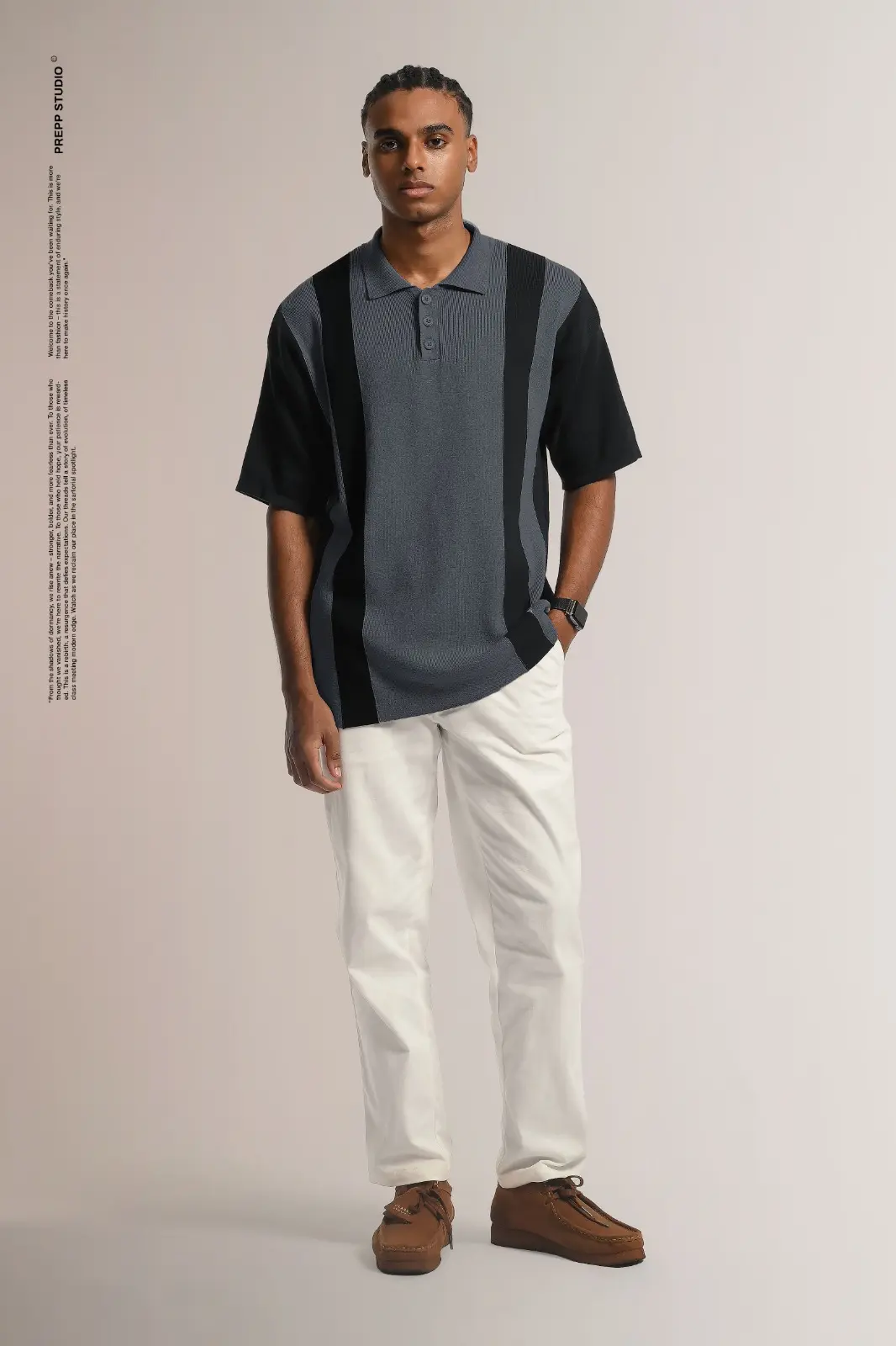 POLO STRIPE SENSE 2 STRIPE DARK GREY BLACK