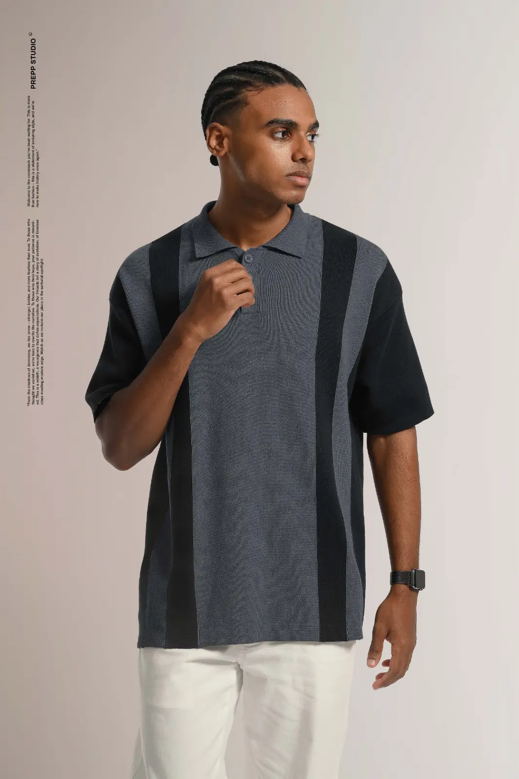 POLO STRIPE SENSE 2 STRIPE DARK GREY BLACK