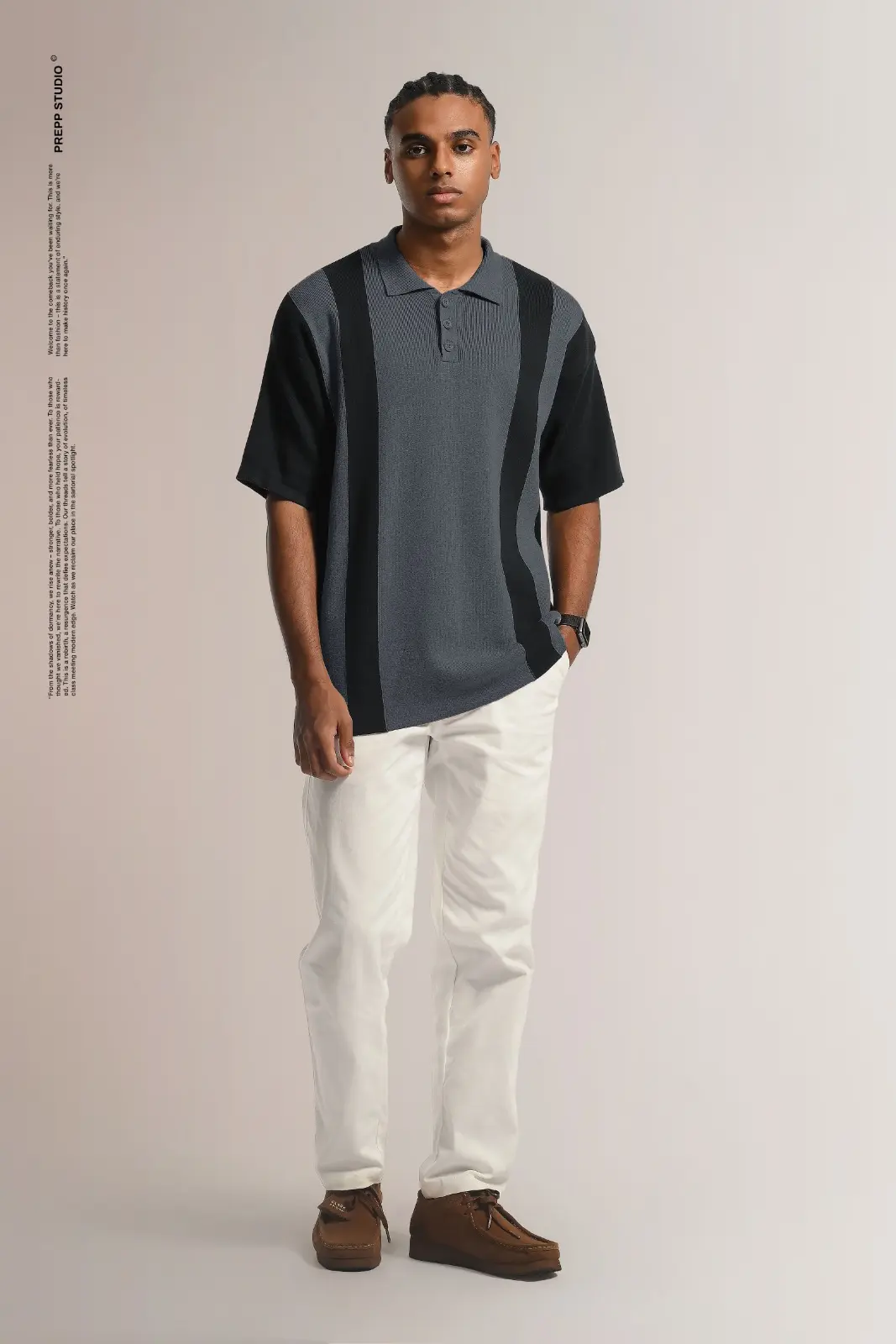 POLO STRIPE SENSE 2 STRIPE DARK GREY BLACK