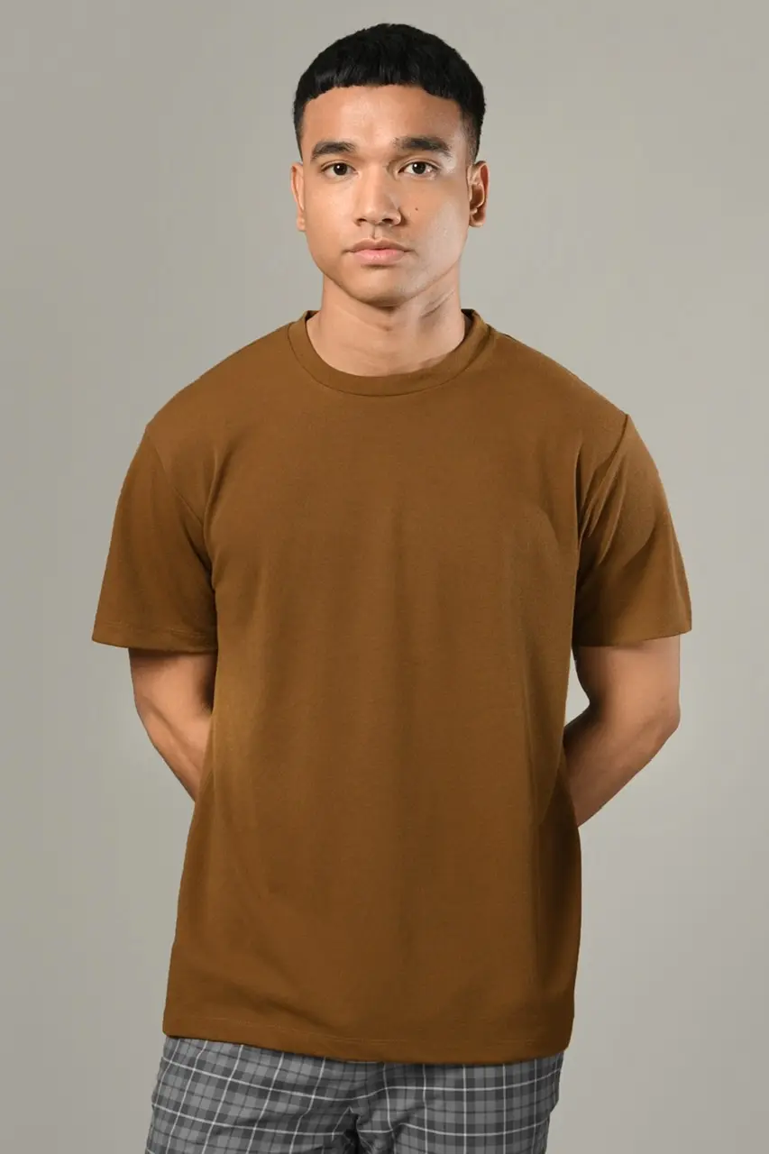 PTBJ12-EAZYDRY BASIC TEES LIGHT BROWN