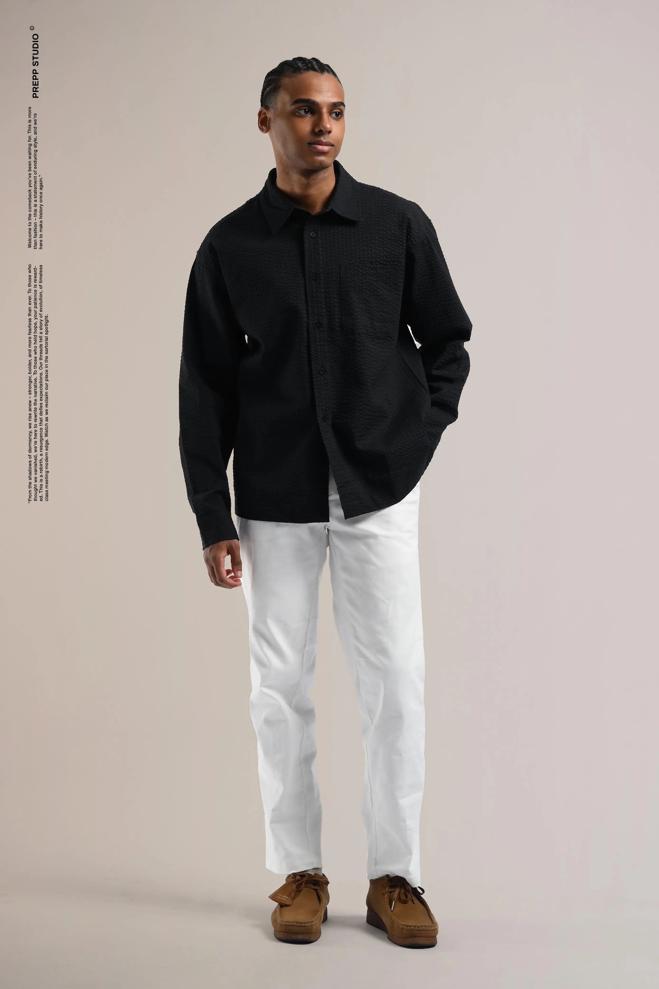 PSFR02-VELOFORE SEERSUCKER LONG SLEEVE SHIRT BLACK