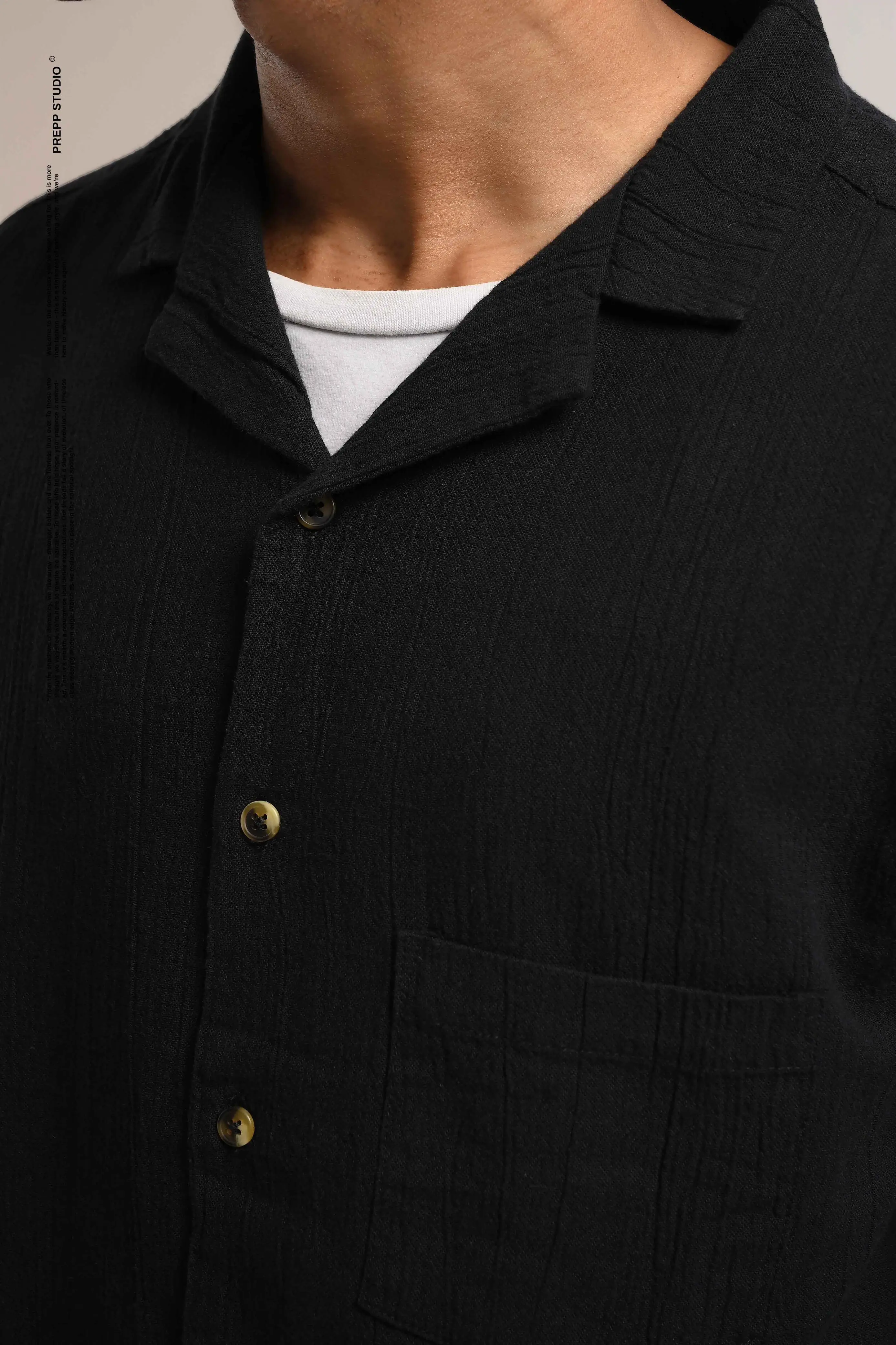 CORRUGATE CRINKLE SHIRT BLACK