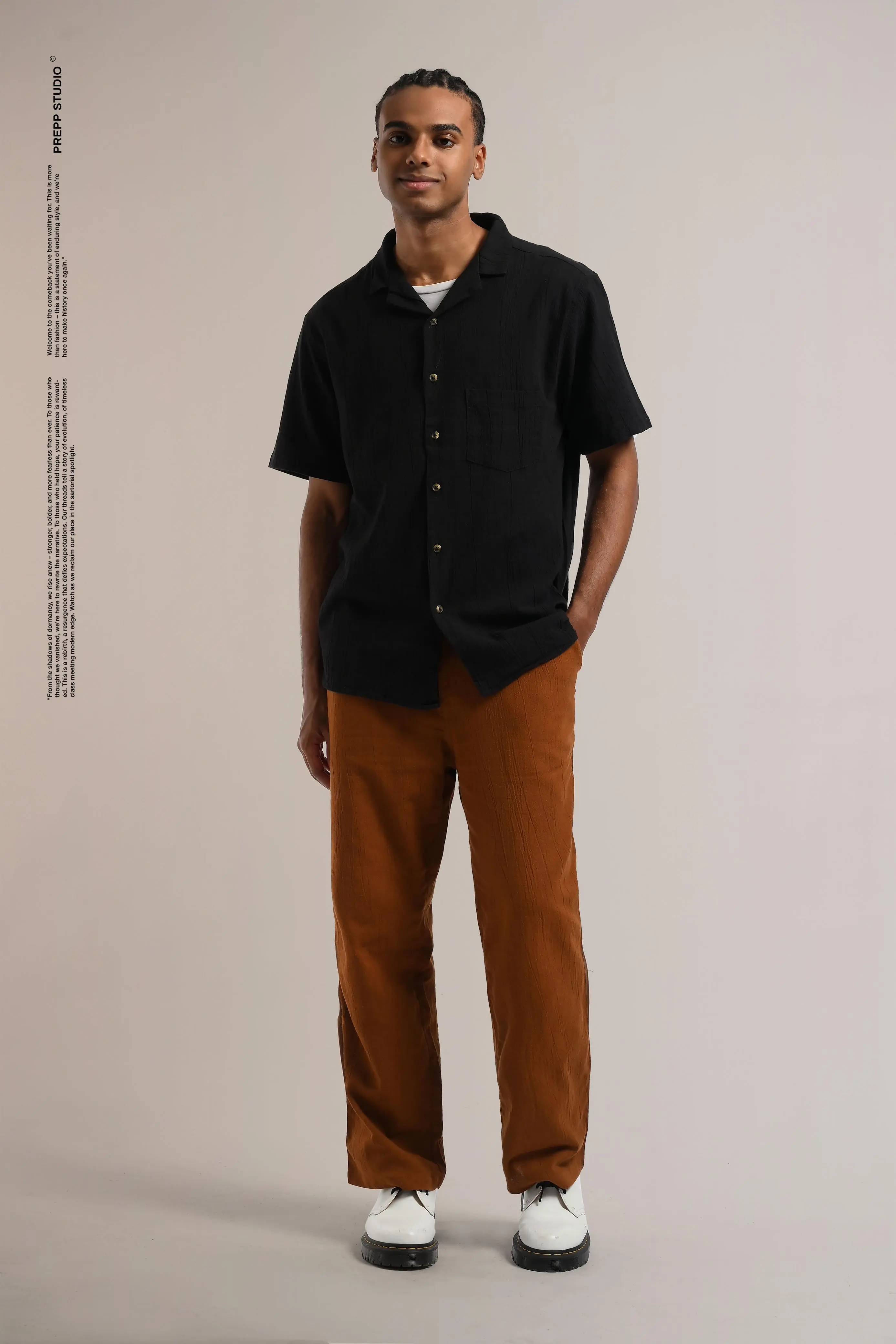 CORRUGATE CRINKLE SHIRT BLACK
