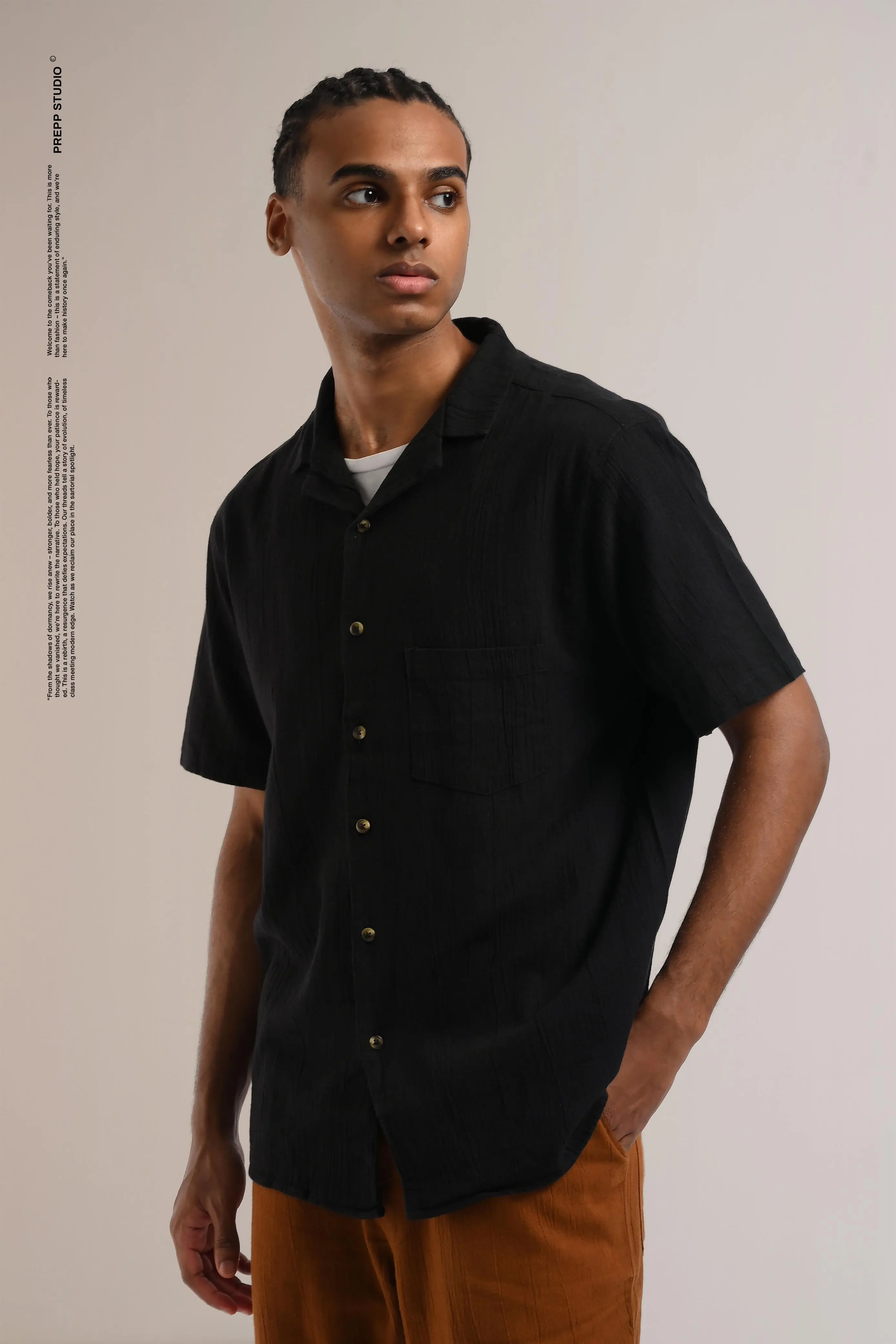 CORRUGATE CRINKLE SHIRT BLACK