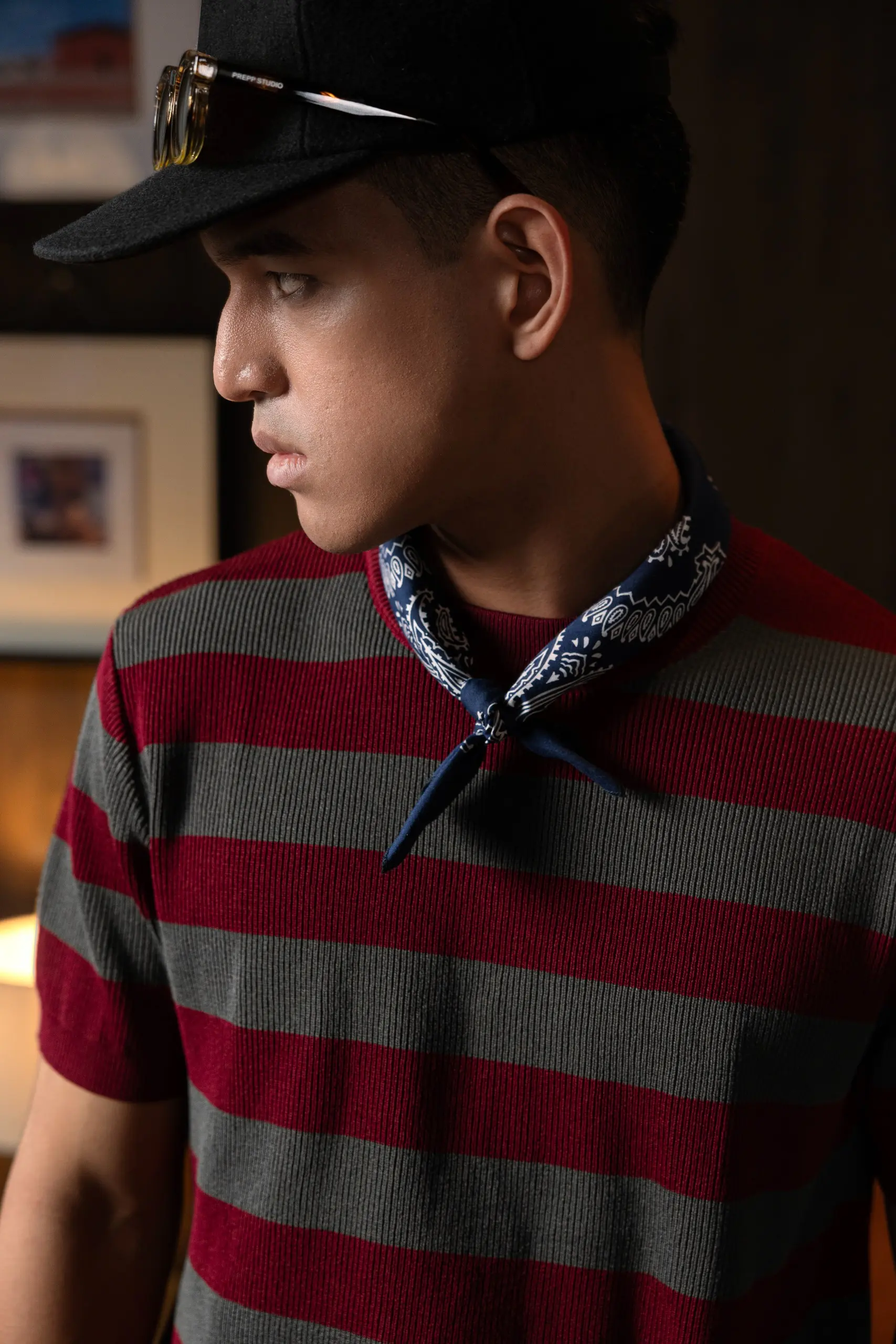 ALIGNIT STRIPE TEES MAROON