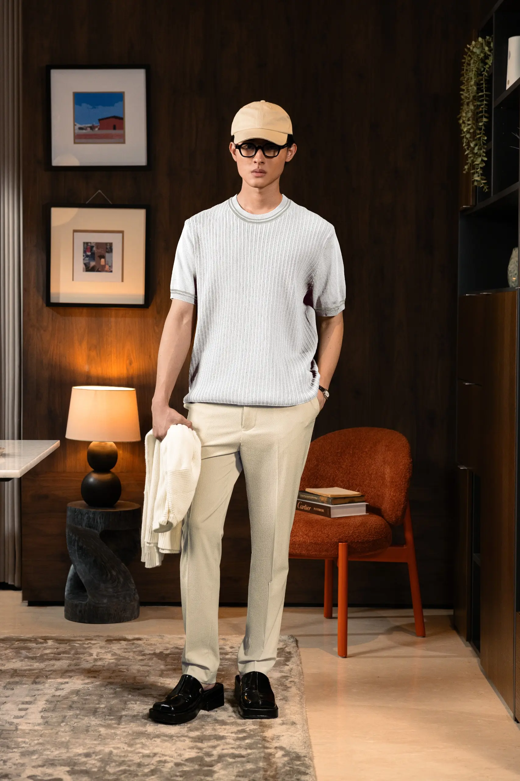 LATTICELINE KNIT TEES WHITE