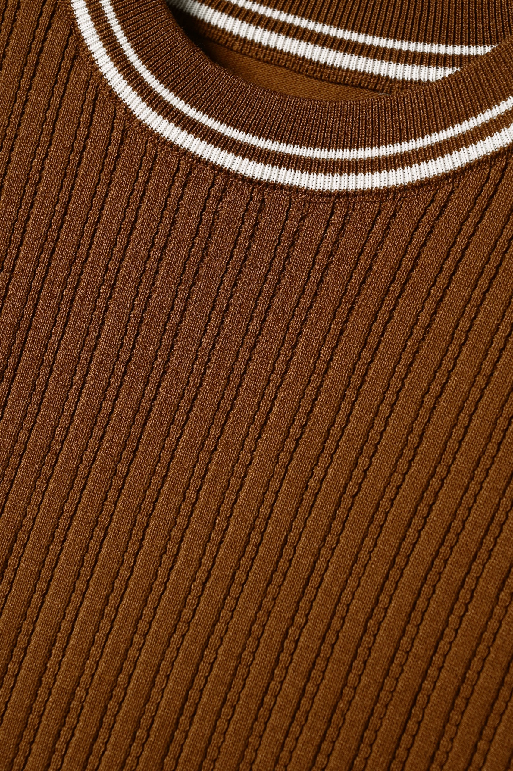 LATTICELINE KNIT TEES BROWN
