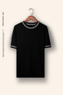 LATTICELINE KNIT TEES BLACK