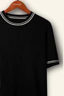 LATTICELINE KNIT TEES BLACK