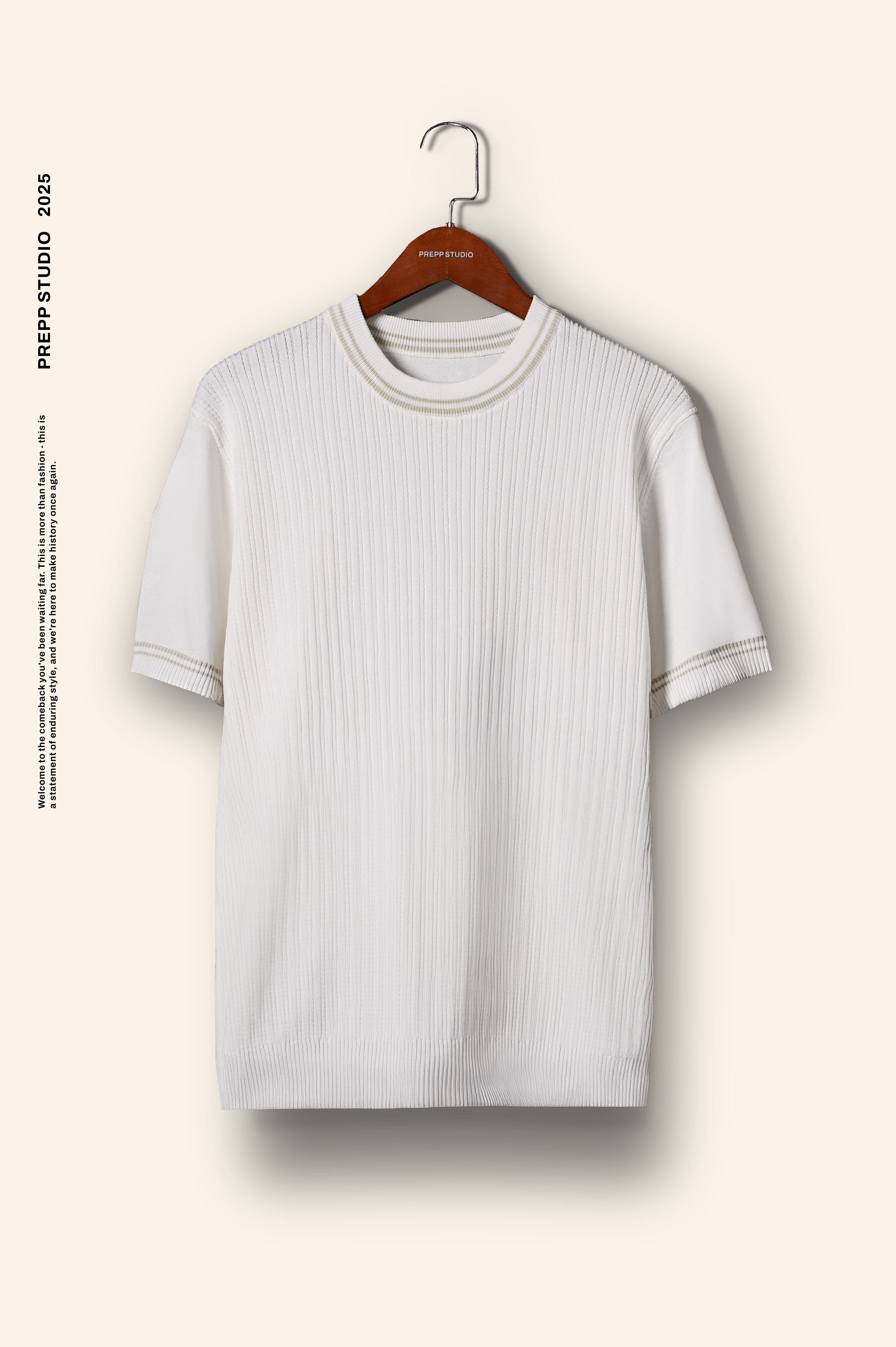 LATTICELINE KNIT TEES WHITE
