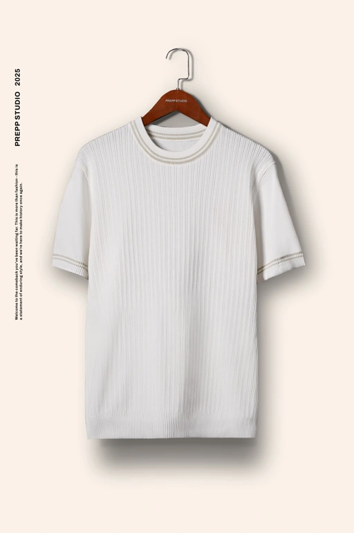 Image of LATTICELINE KNIT TEES WHITE