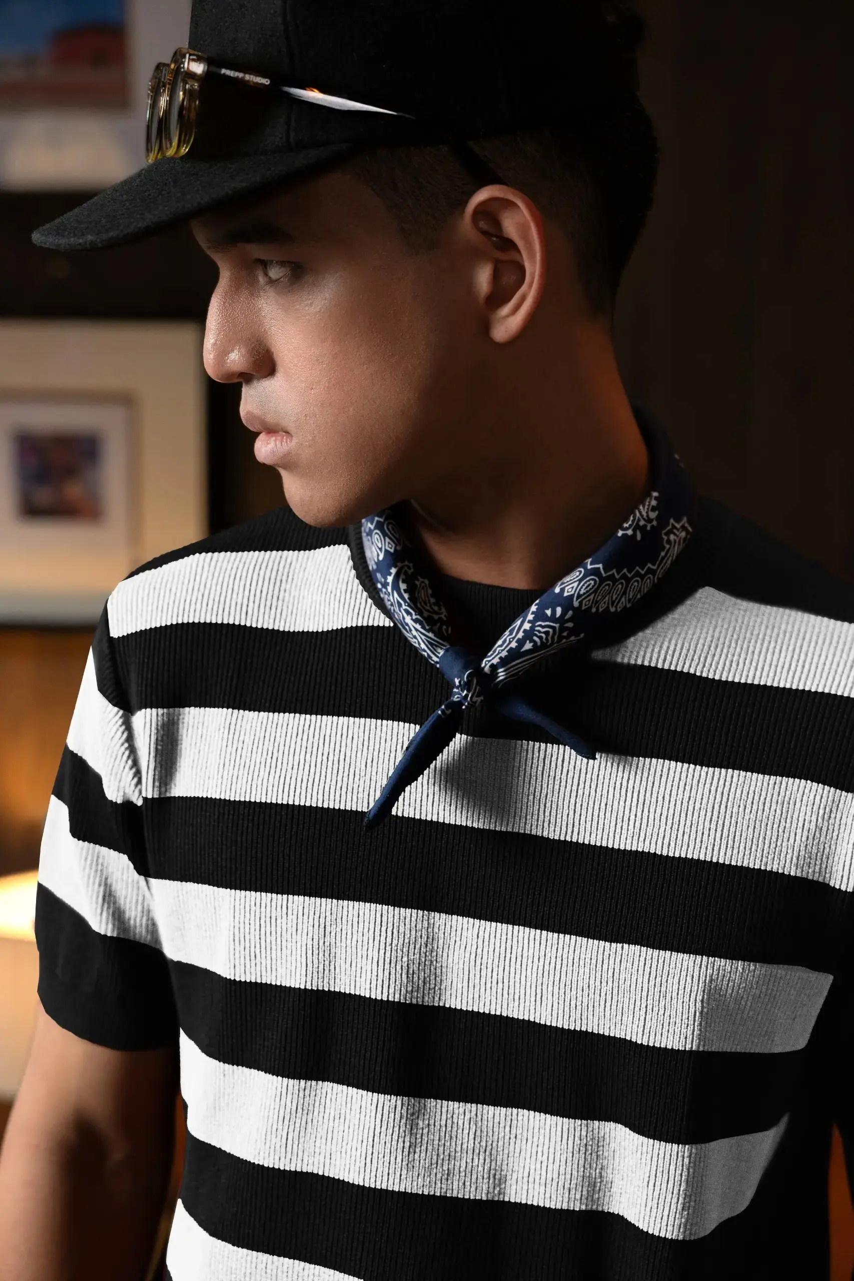 ALIGNIT STRIPE TEES BLACK