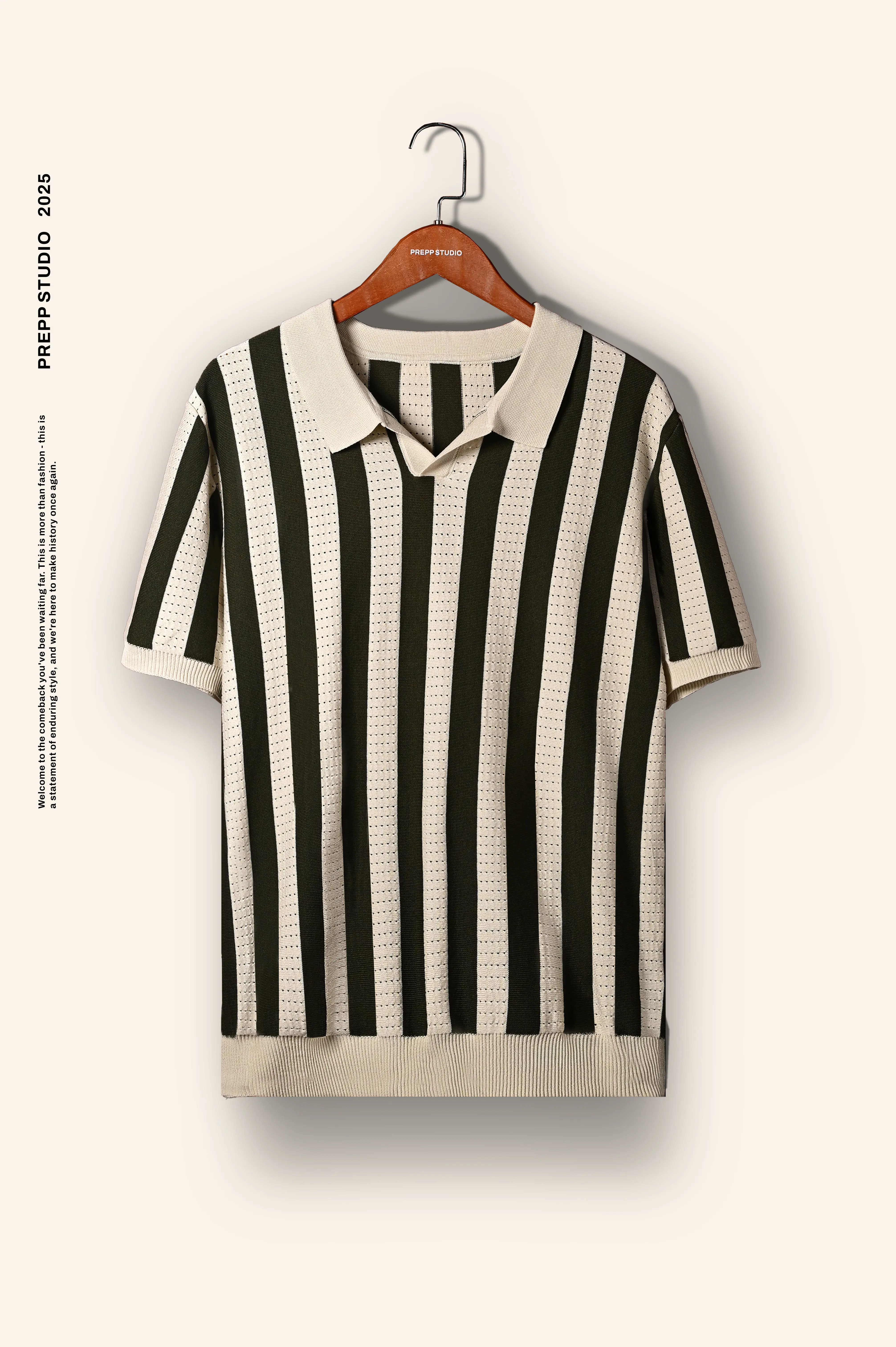 VERSTRIPE KNIT POLO BROWN