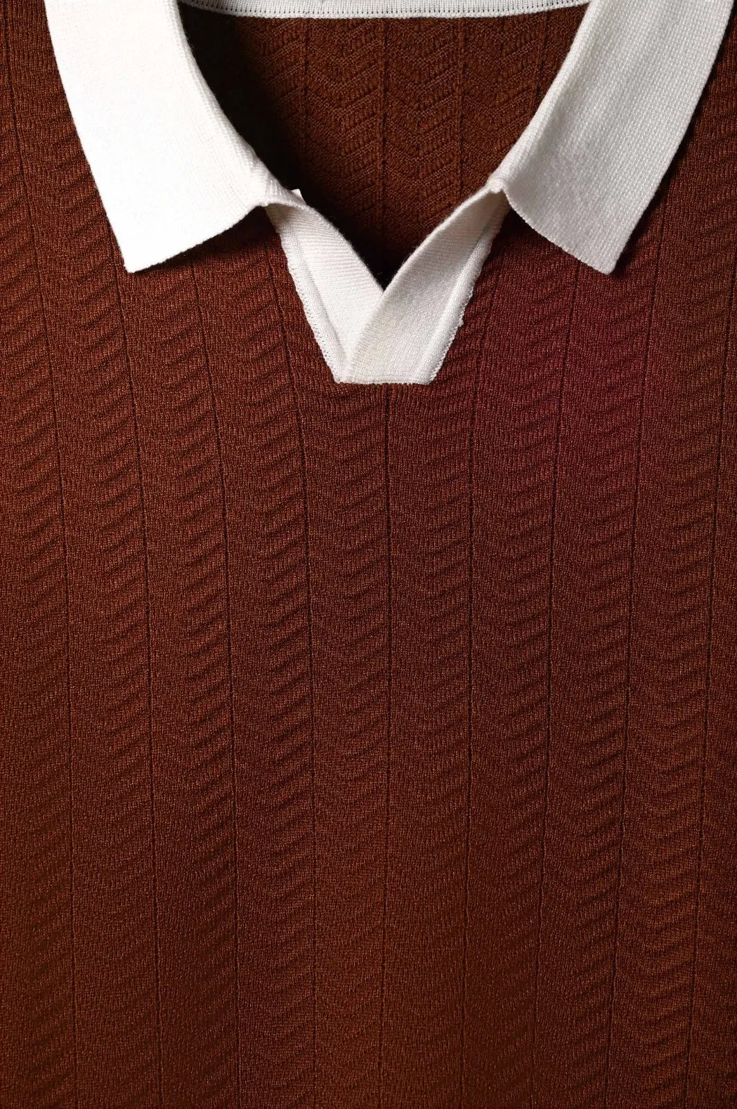 ZIGWEAVE KNIT POLO BROWN