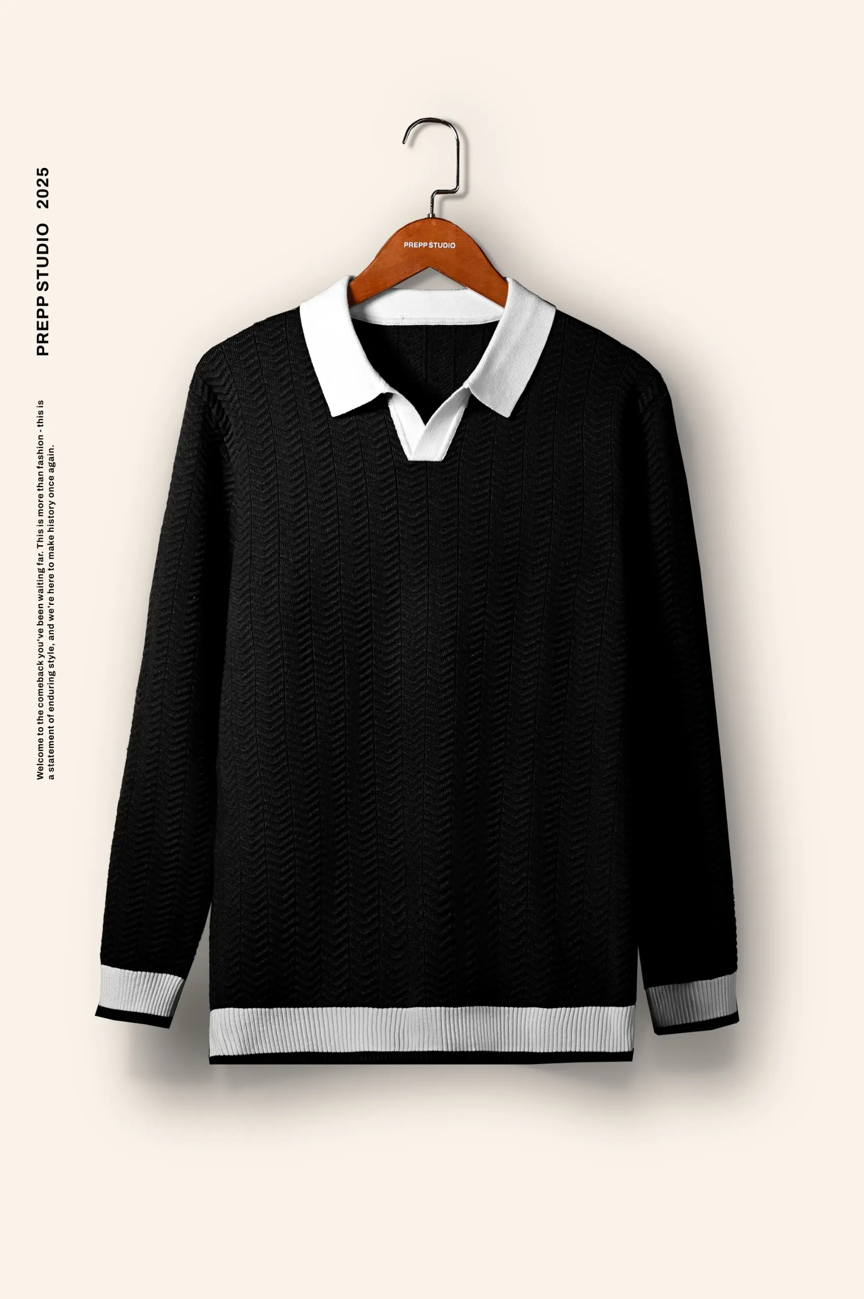 ZIGWEAVE KNIT POLO BLACK