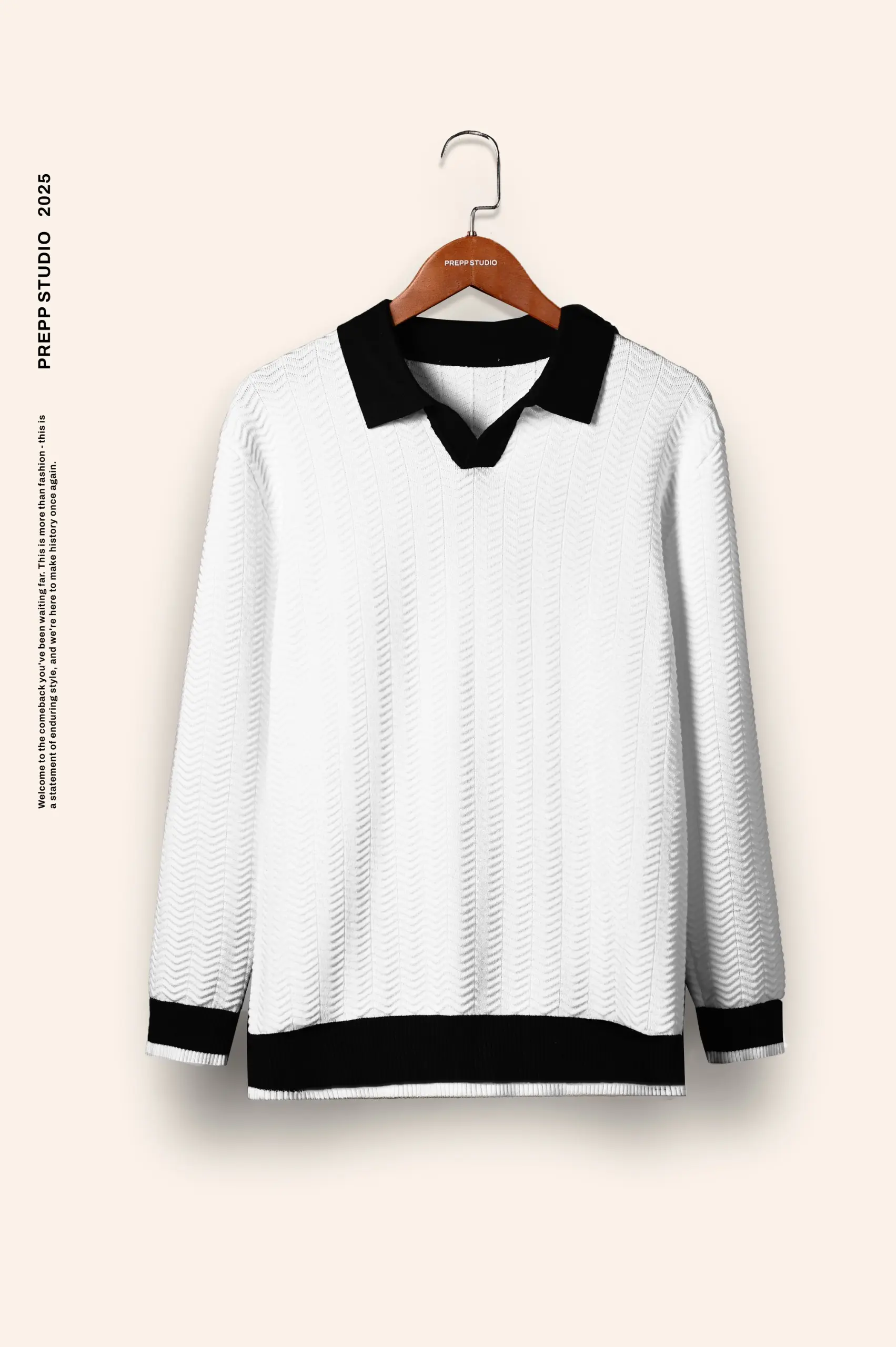 ZIGWEAVE KNIT POLO WHITE
