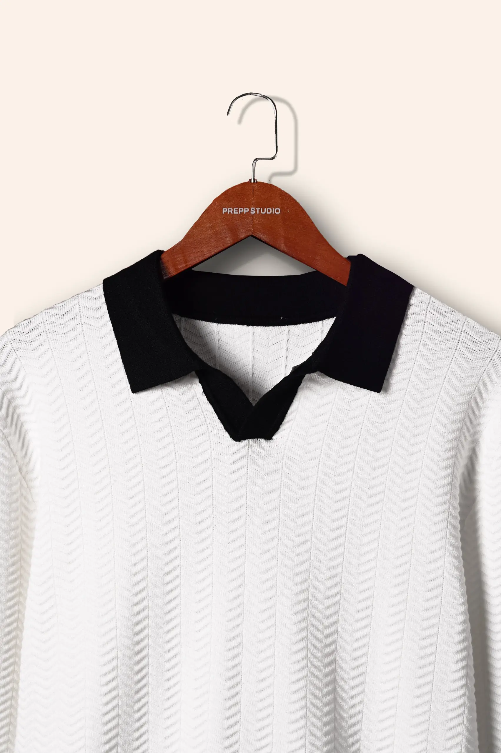 ZIGWEAVE KNIT POLO WHITE