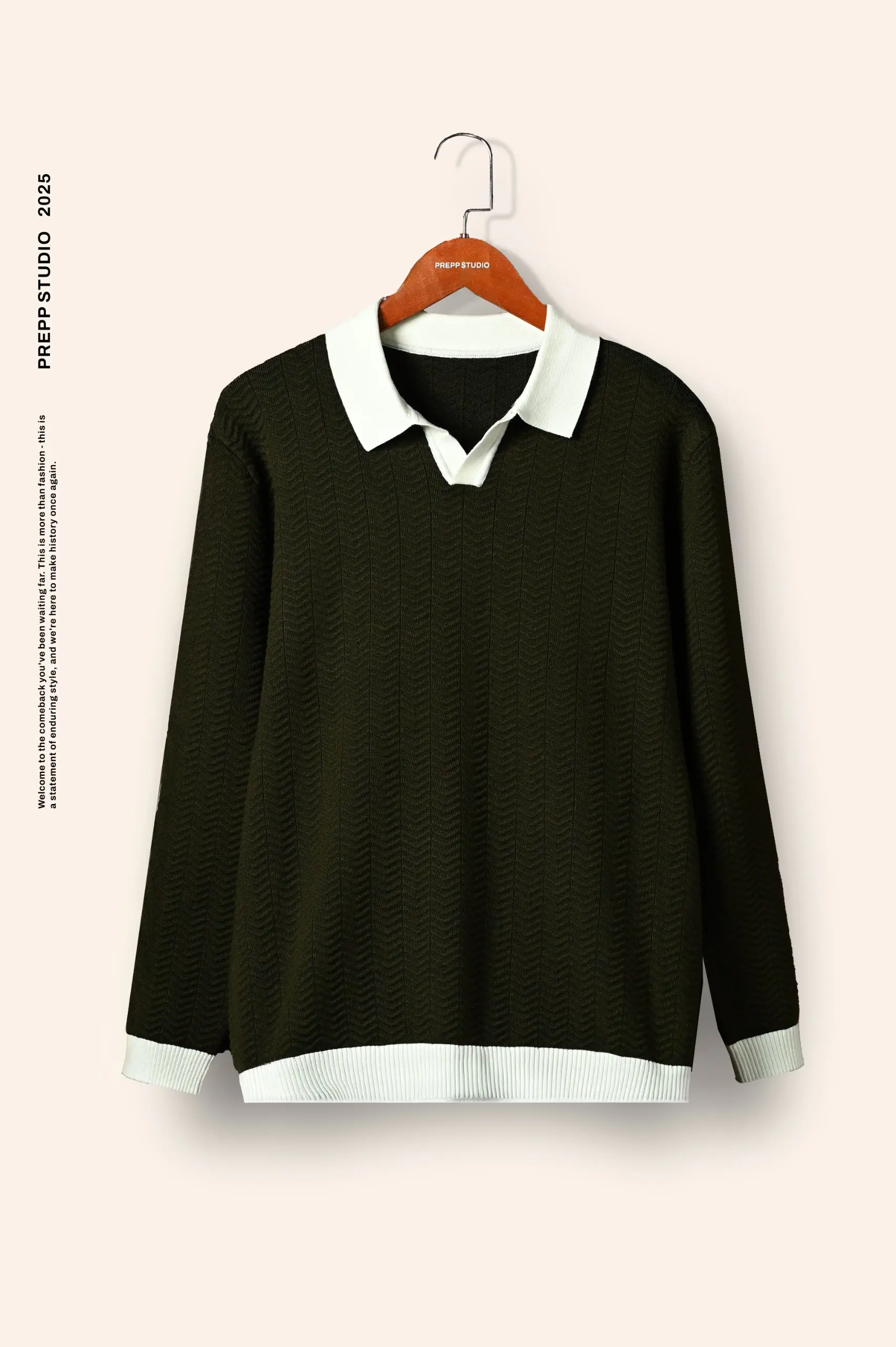 ZIGWEAVE KNIT POLO OLIVE