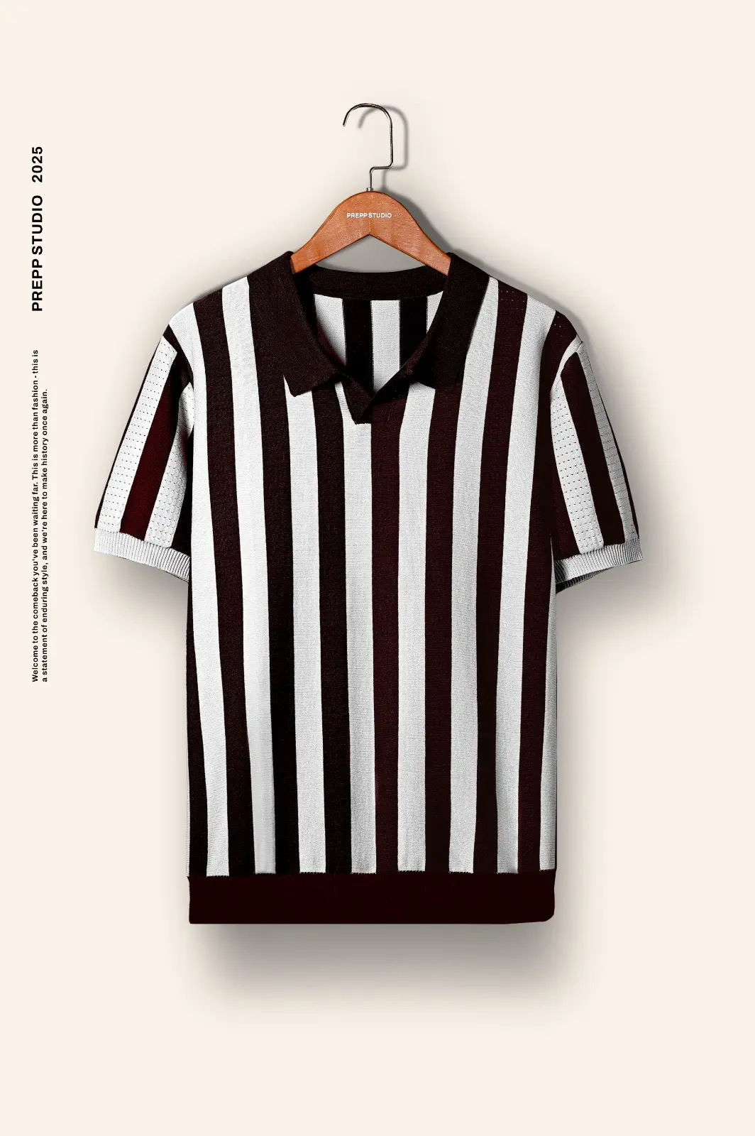 VERSTRIPE KNIT POLO DARK BROWN