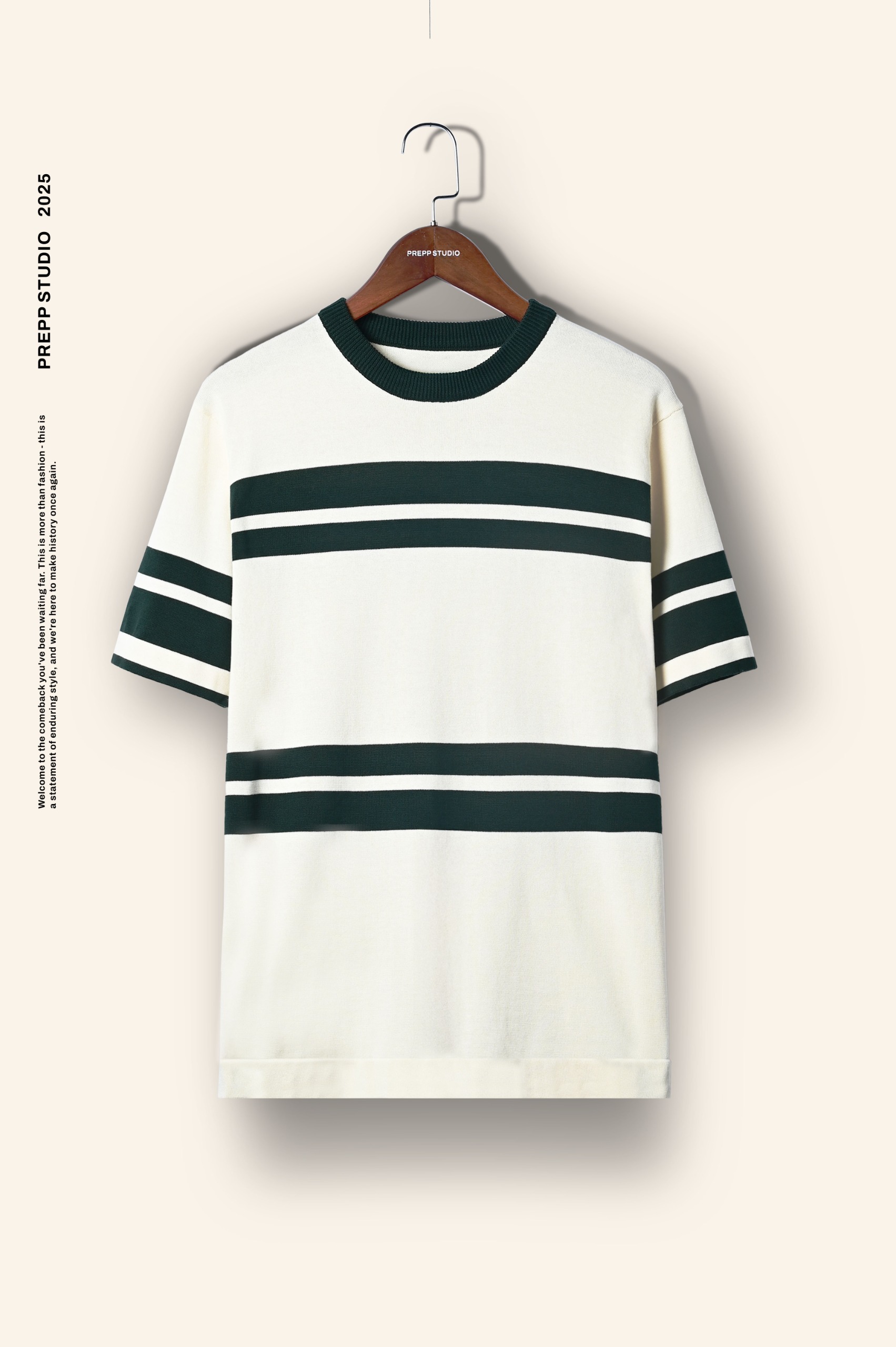 KNIT TEES STRIPE ESSENCE WHITE GREEN