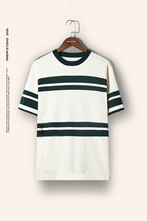 Image of KNIT TEES STRIPE ESSENCE WHITE GREEN