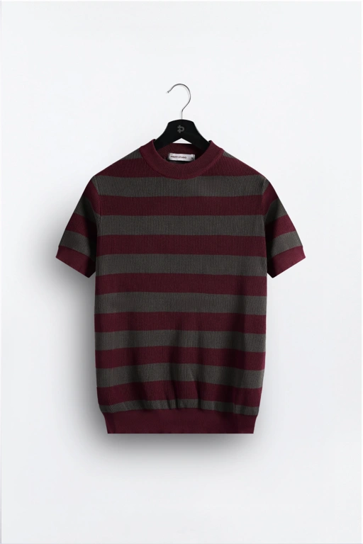Image of ALIGNIT STRIPE TEES MAROON